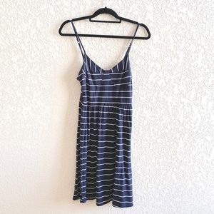 Navy Blue & White Striped Dress